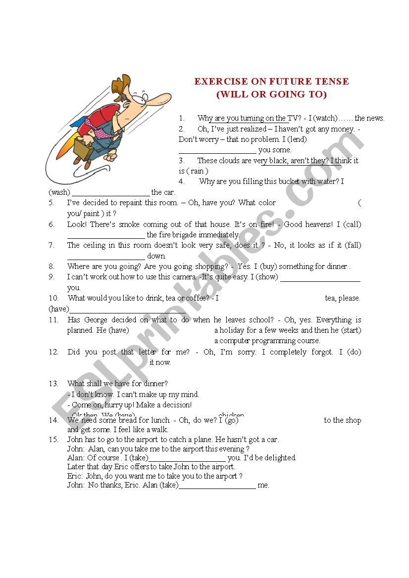 Future tense exercises worksheet