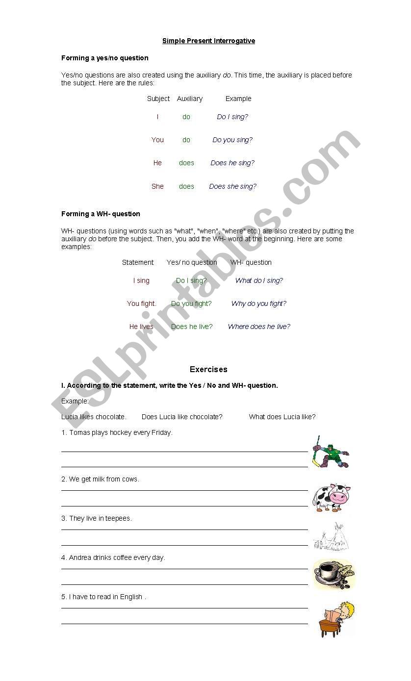 Interrogative Simple Present worksheet