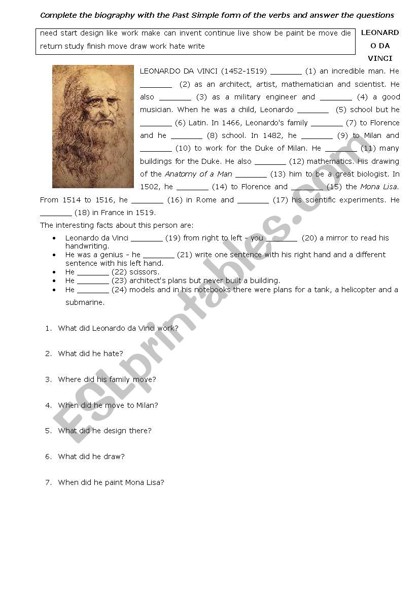 Simple Past worksheet