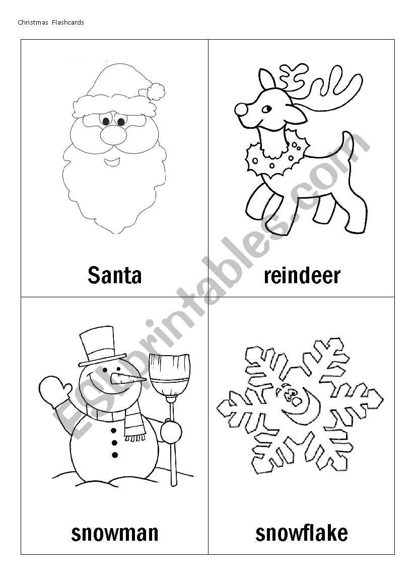 Christmas flashcards worksheet