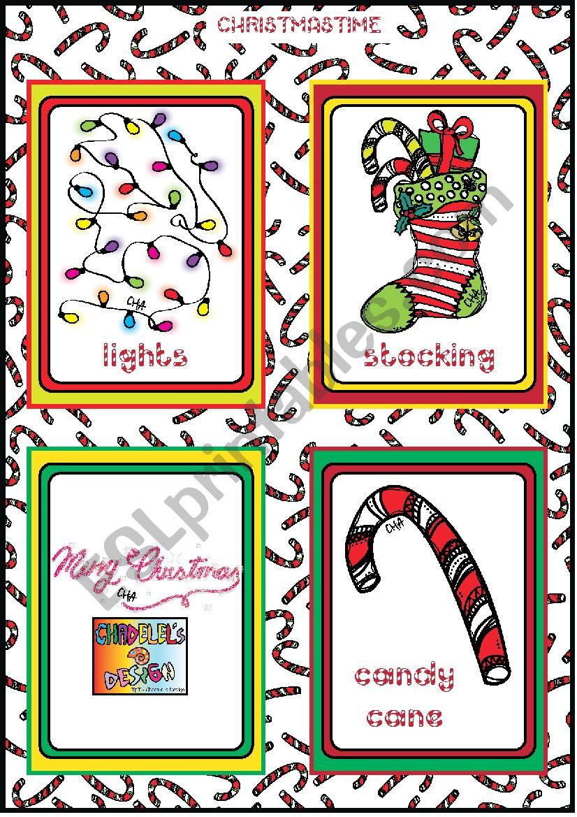 Christmas FLASHCARDS 5 - 5 worksheet