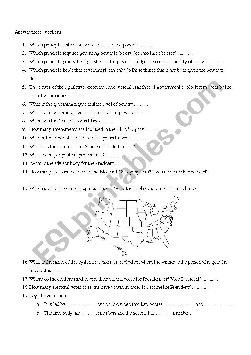 US Government test 1 worksheet