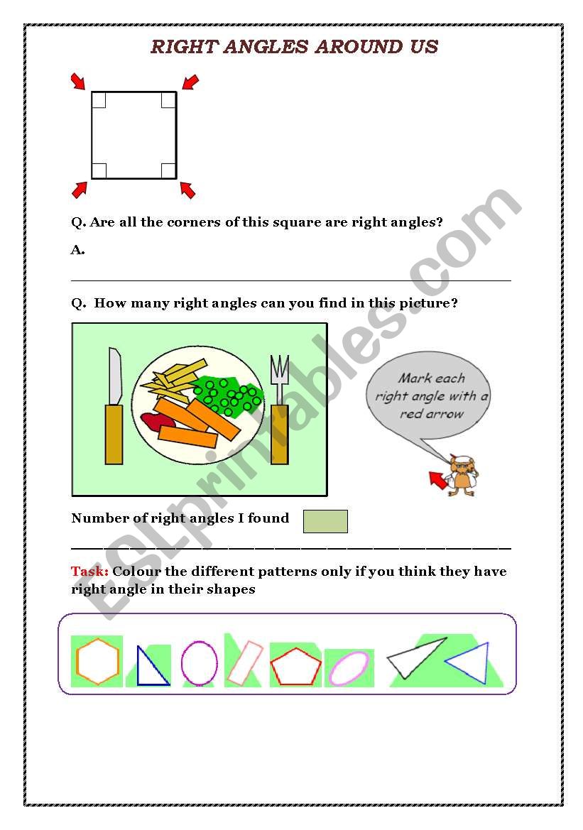 Right Angle Worksheet worksheet