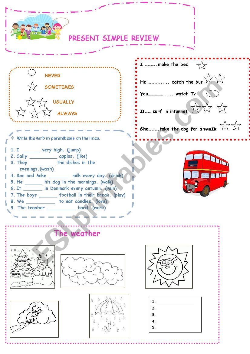present simple reviw worksheet