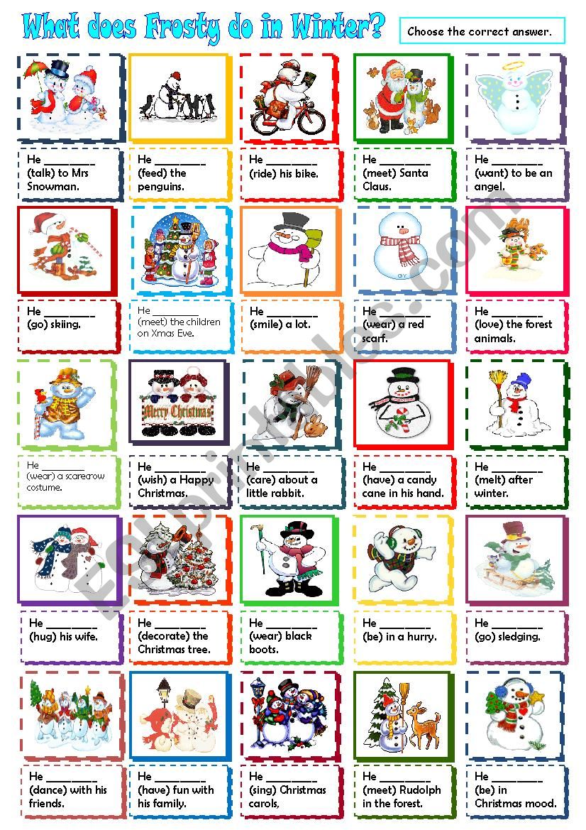 What does Frosty do in Winter? * Simple Present * 3rd person singular
