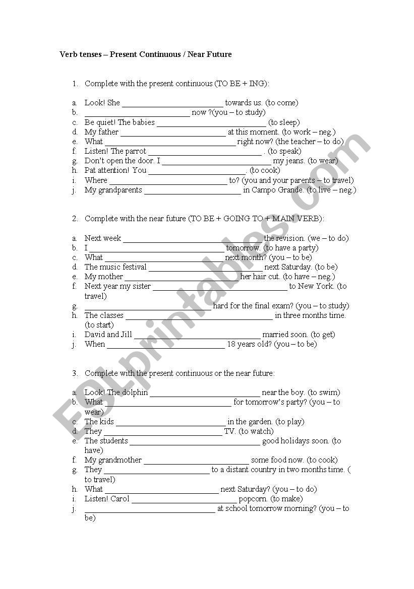 Verb Tenses worksheet