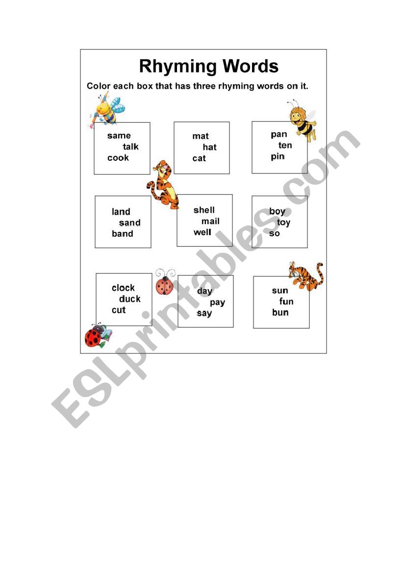 Rhyming words worksheet