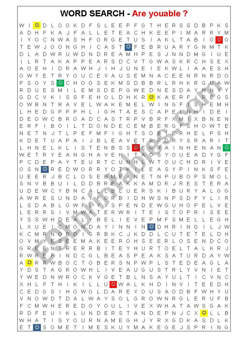 Wordsearch worksheet