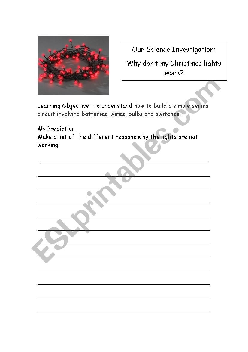 Science Christmas lights investigation prediction