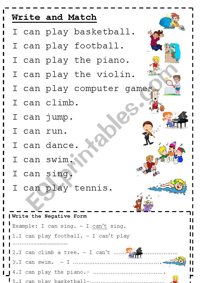 Can - Cant worksheet