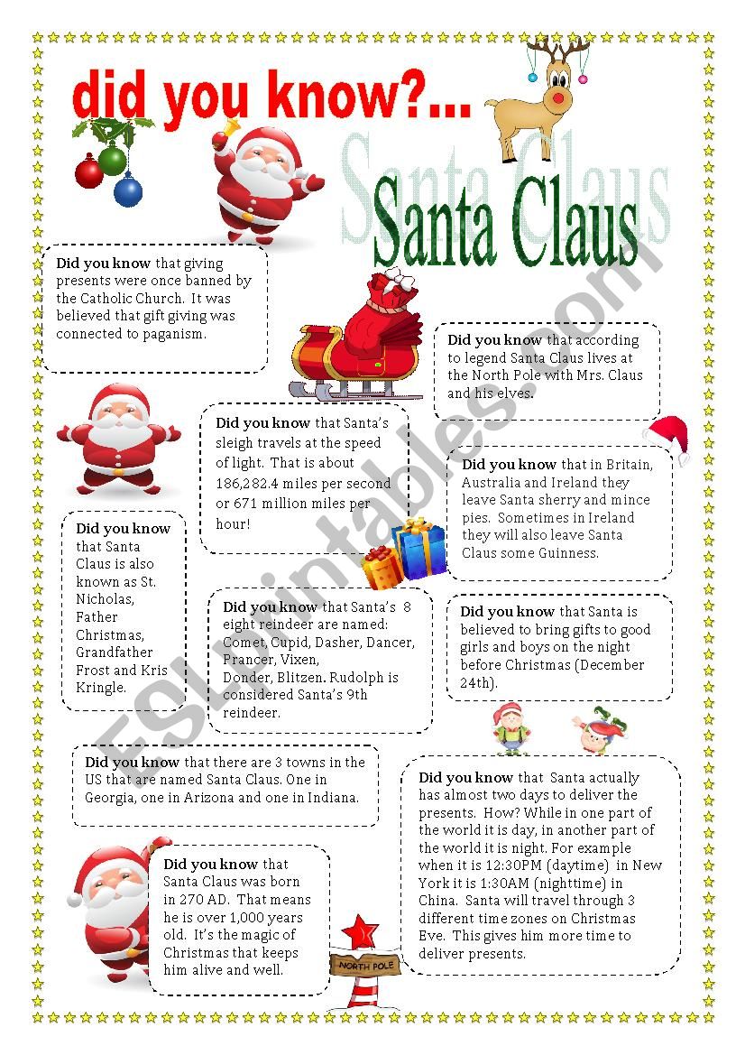 Did you know ... Santa worksheet