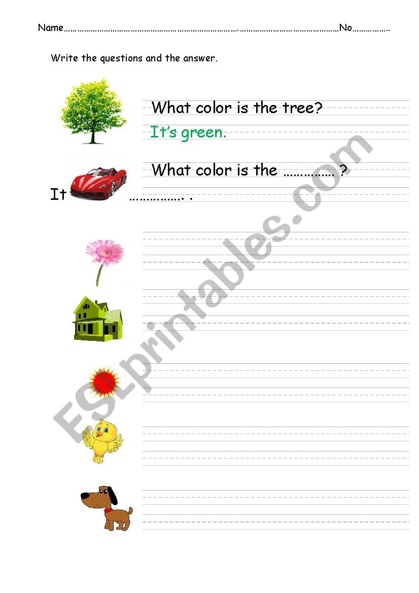 Talk about colors worksheet