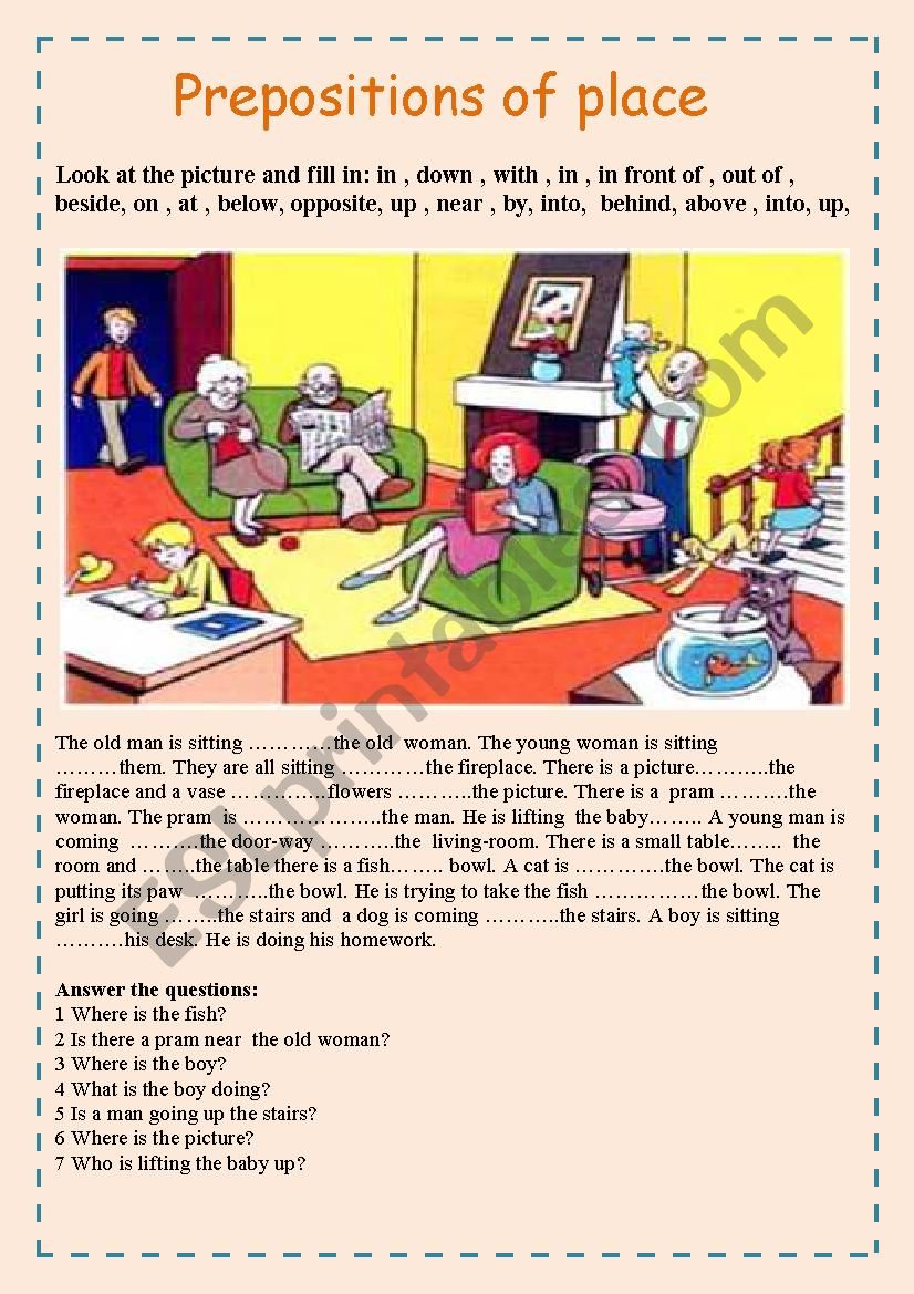 Prepositions of place worksheet