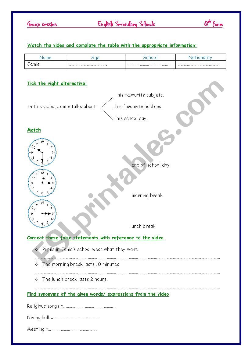 English Secondary Schools - group session