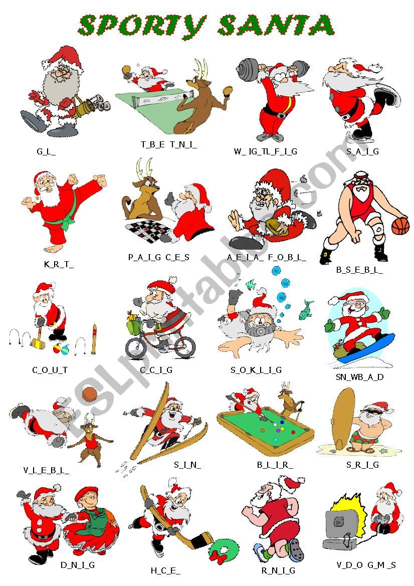 Sporty Santa worksheet