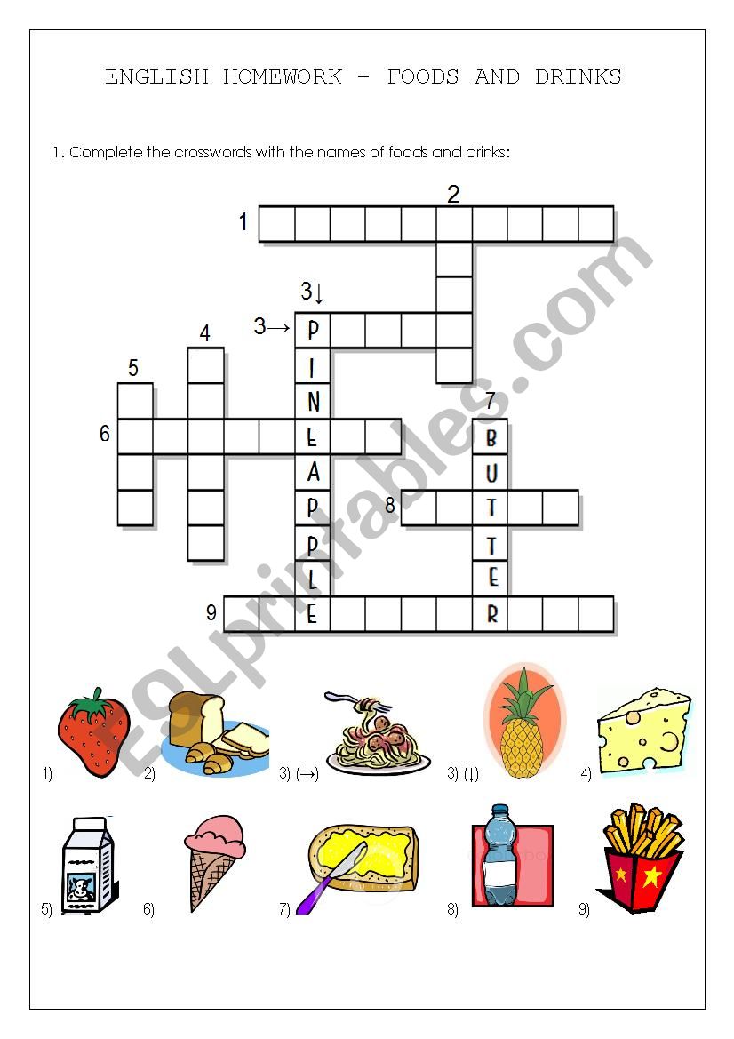 Foods and drinks vocabulary worksheet