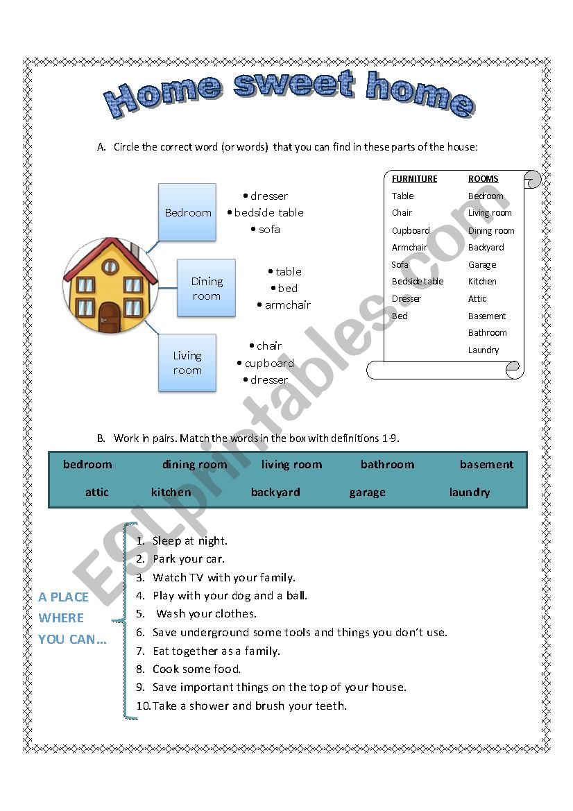 Home Sweet Home worksheet