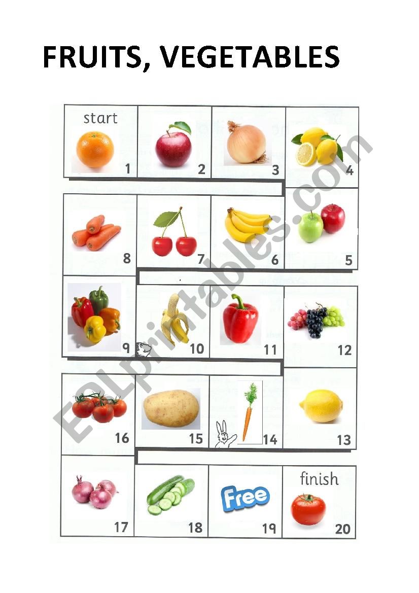 Board game: Fruits, vegetables