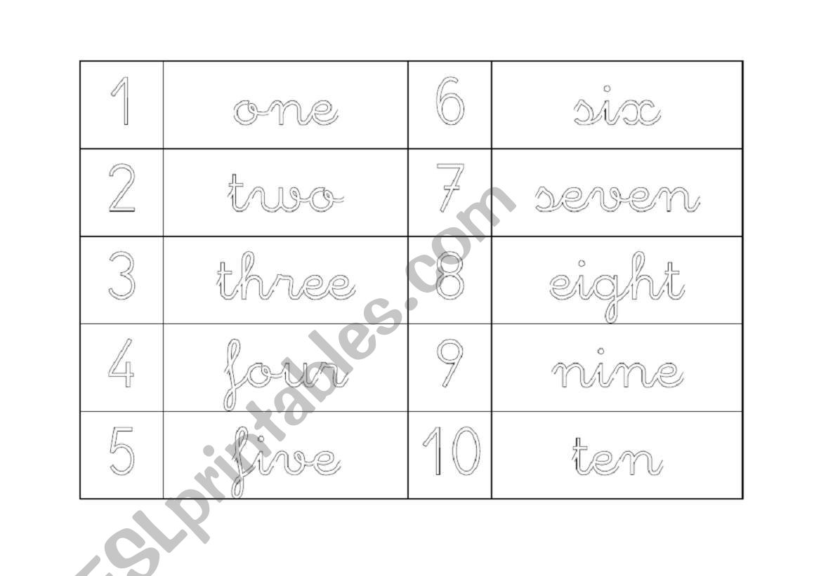 Numbers from 1 to 10 worksheet