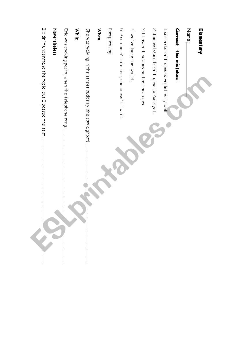 ELEMENTARY worksheet
