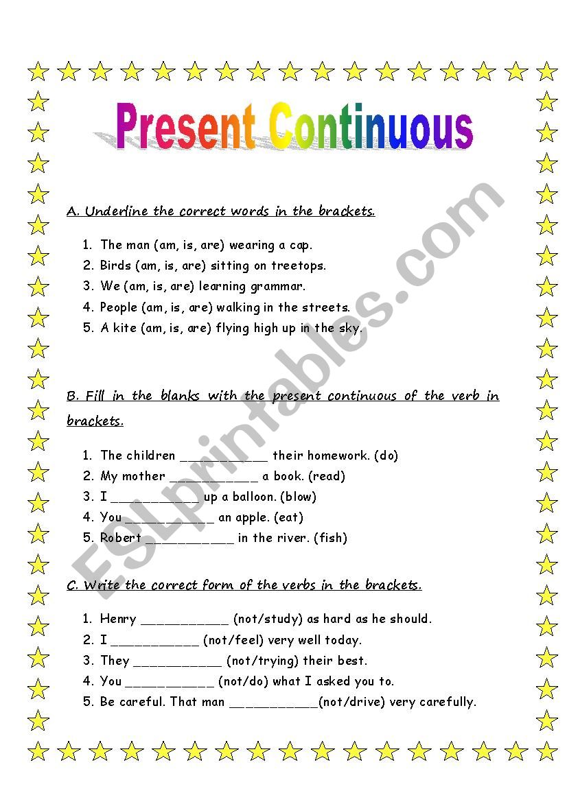 Present Continuous worksheet