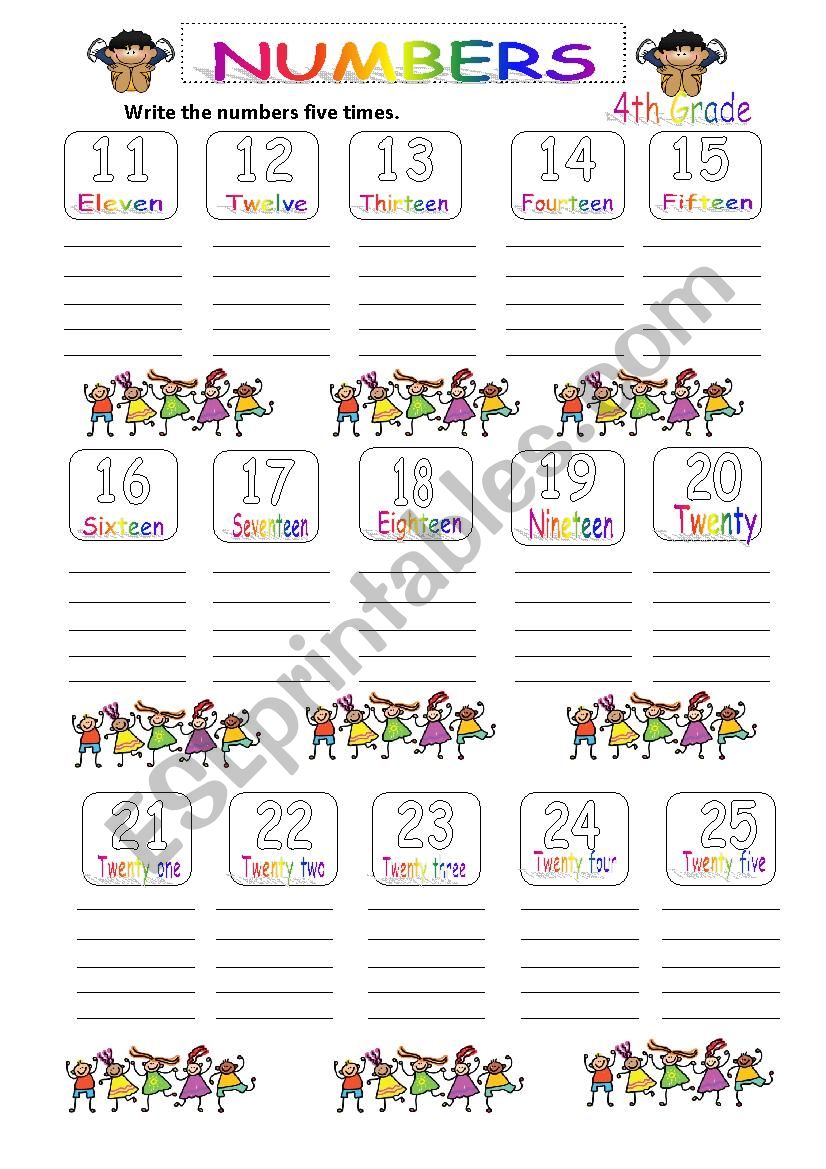 numbers worksheet