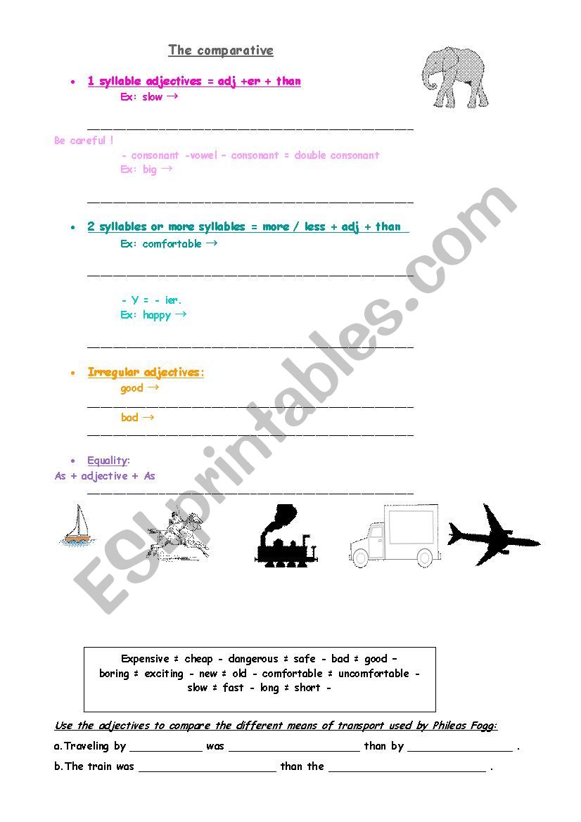 Comparative Form - Means of transport