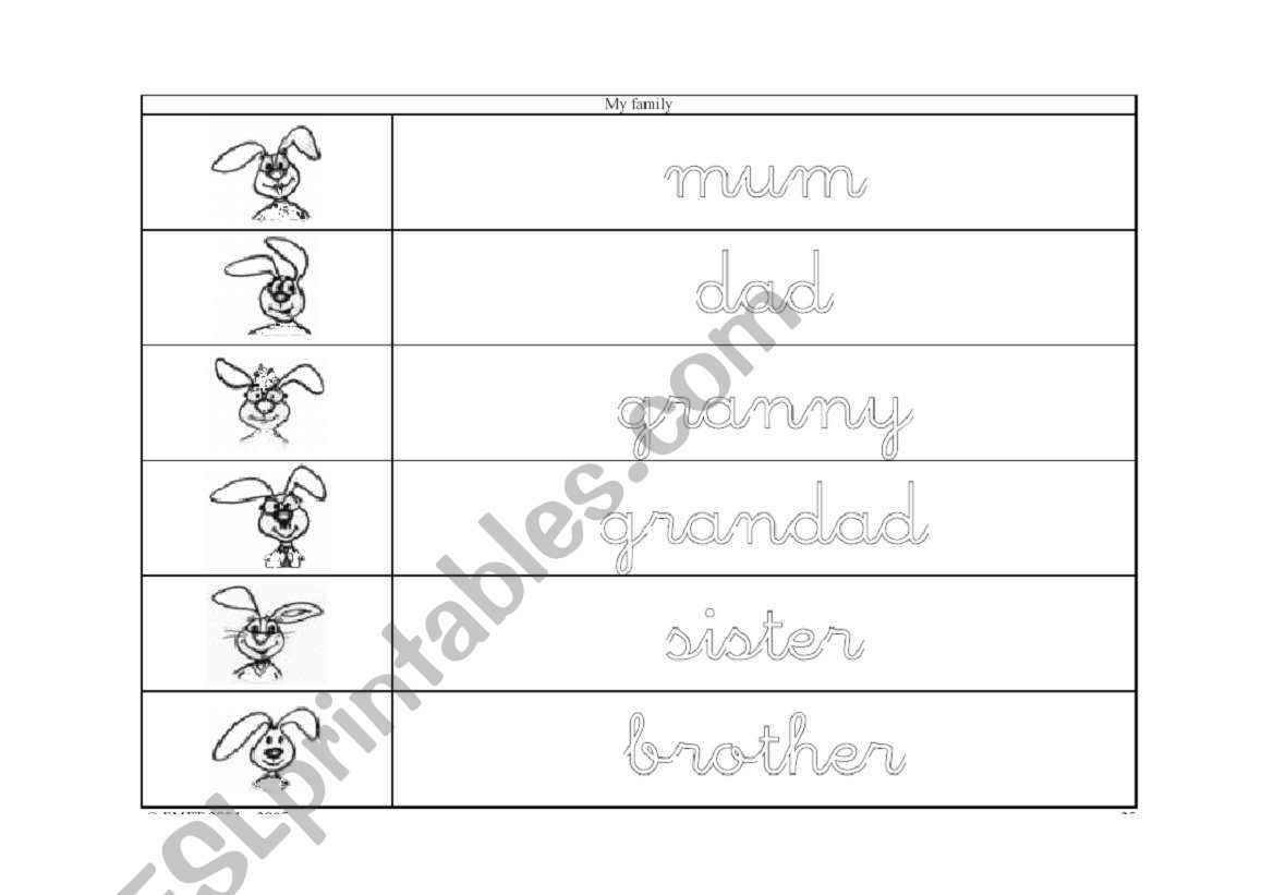 The rabbit family worksheet