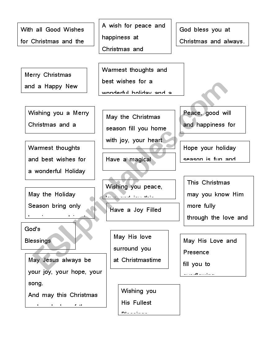 Examples of Christmas sayings to include in Cards