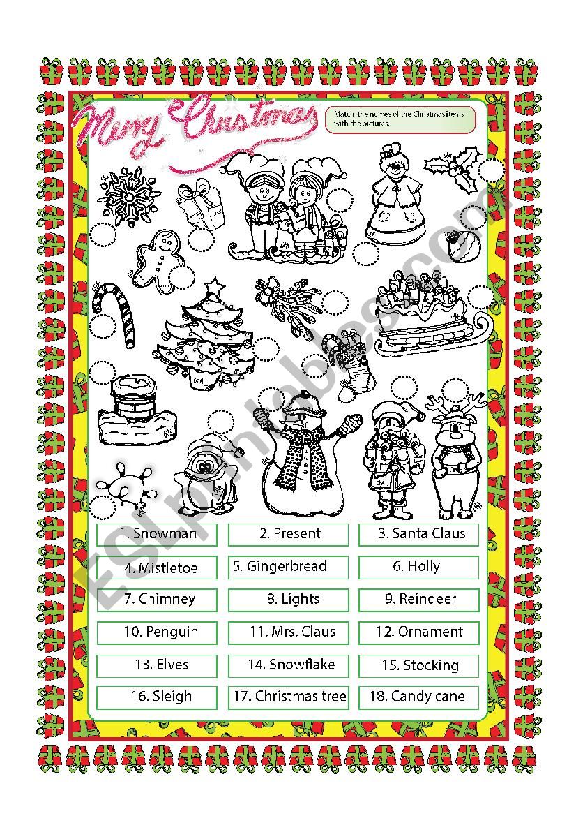Christmas MATCHING worksheet
