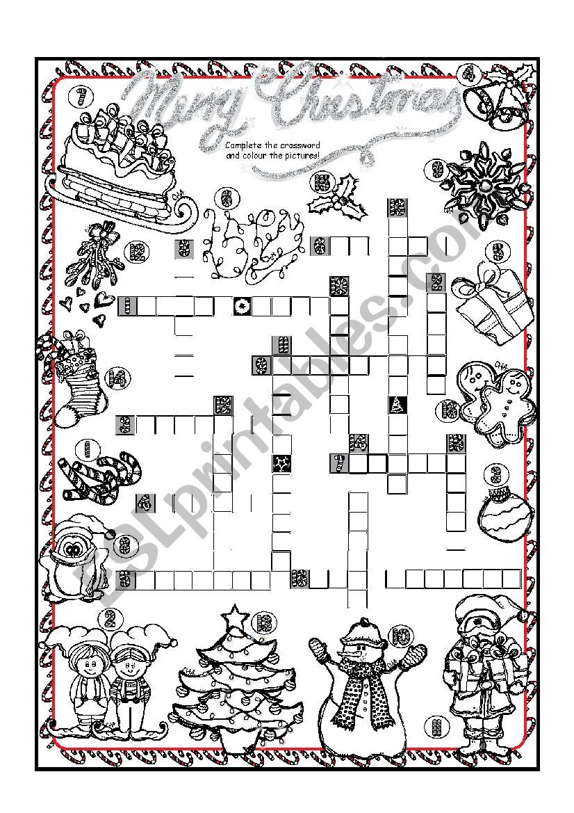 Christmas CROSSWORD worksheet