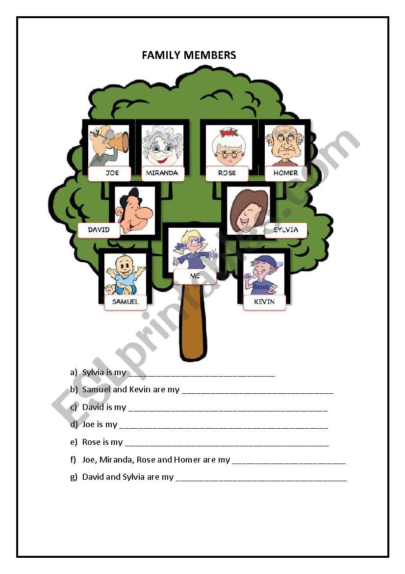 family members worksheet