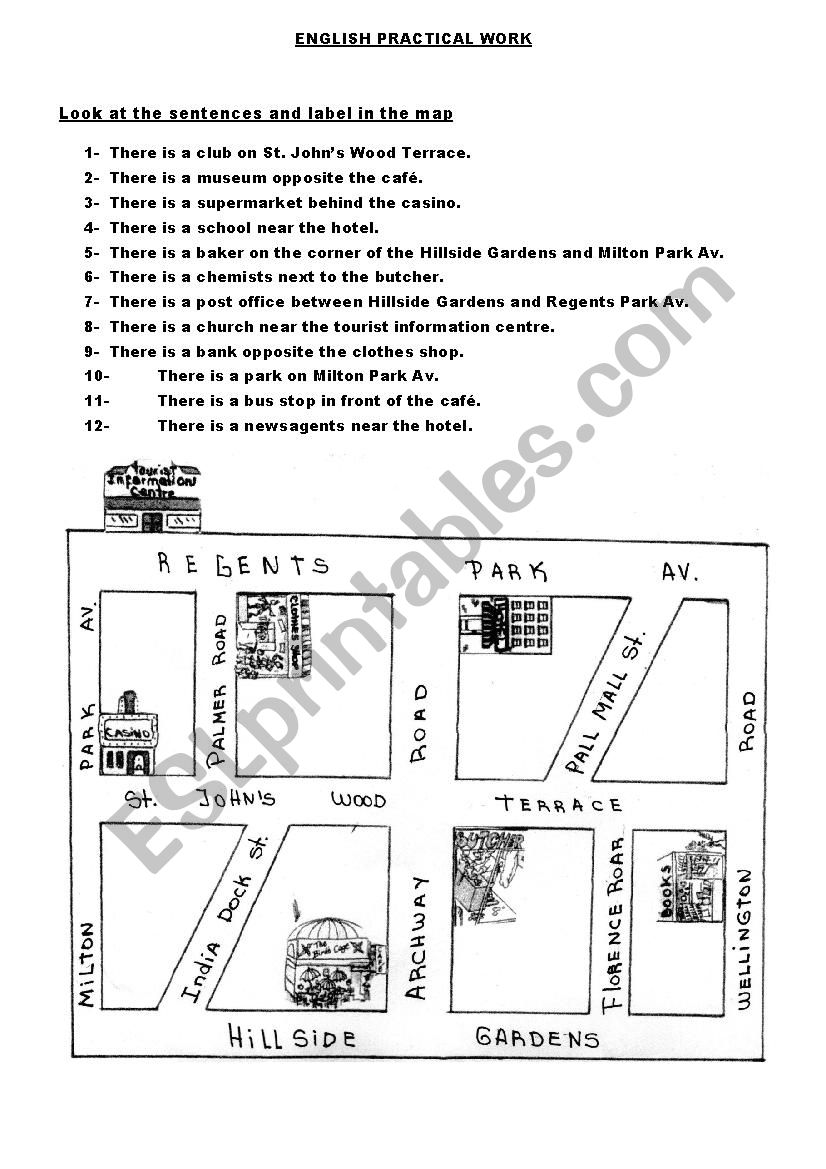 The city and prepositions of place