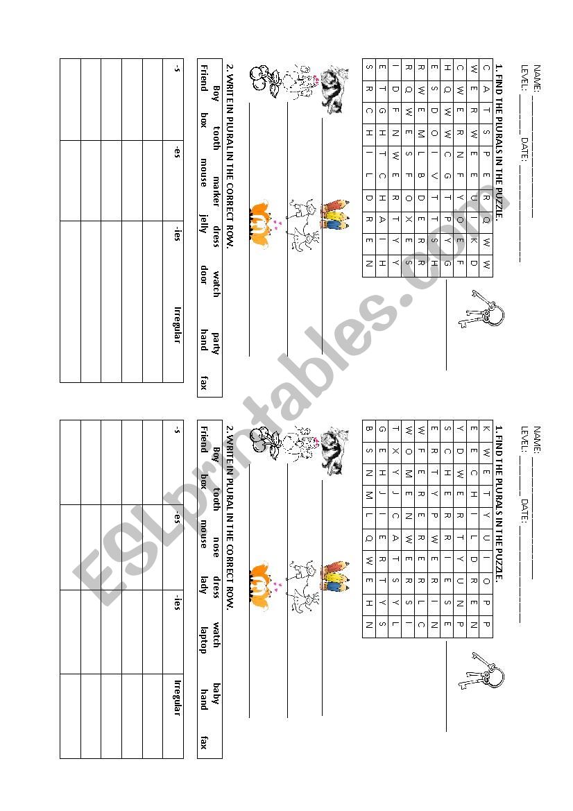 Singular Plural worksheet