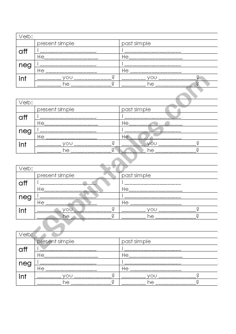 Simple past-past simple. sentence  transformation