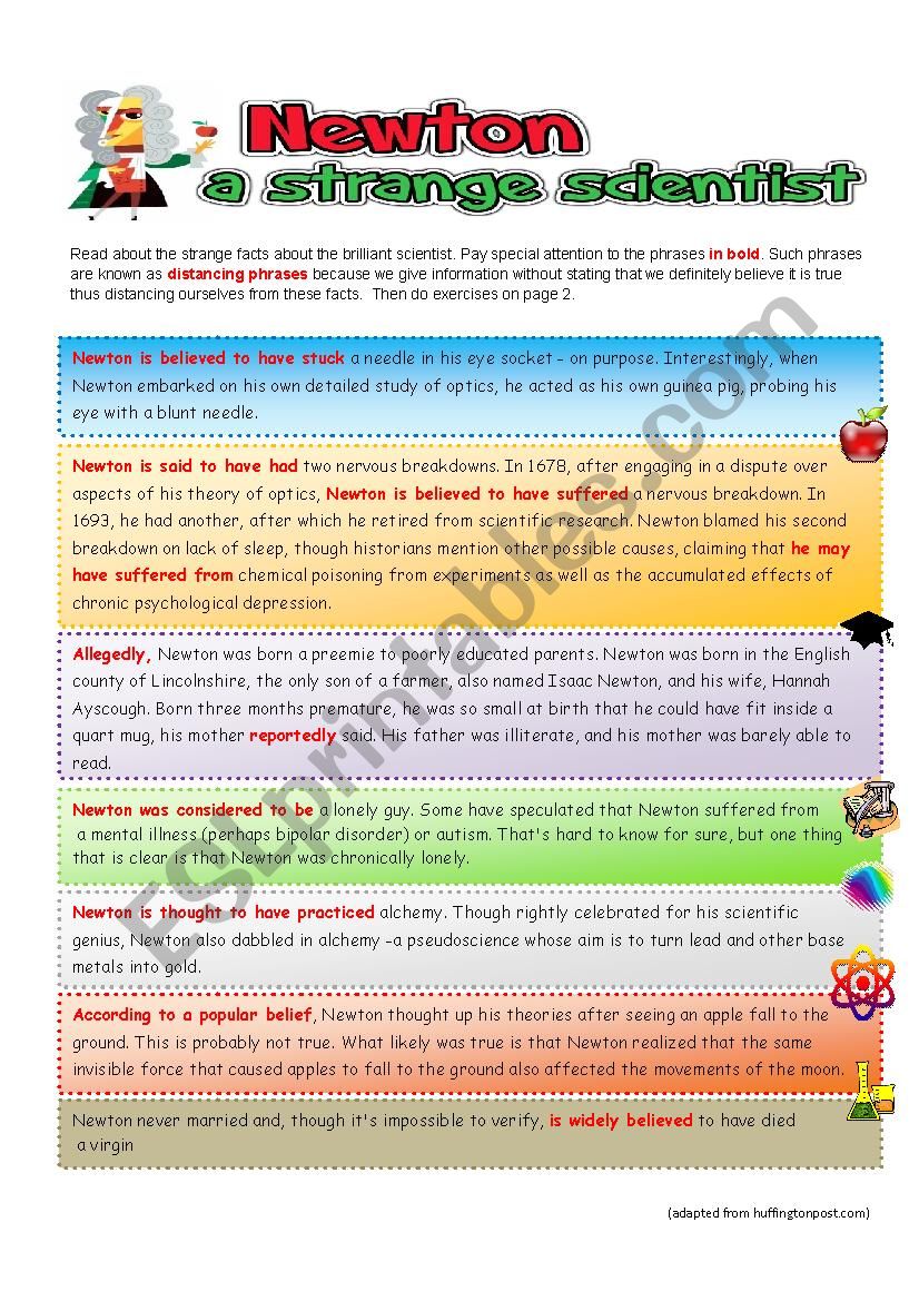 Newton - A strange scientist  + grammar (Distancing) 