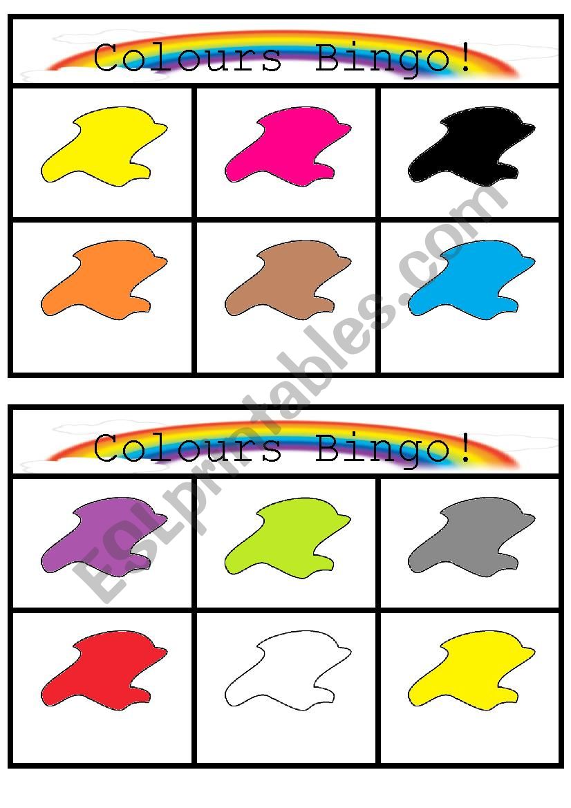Colours Bingo Cardboard worksheet