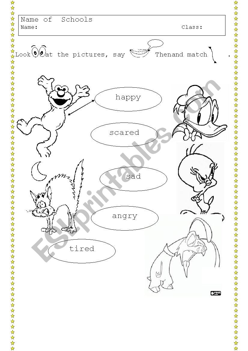 Feelings/ Emotions (matching activity)