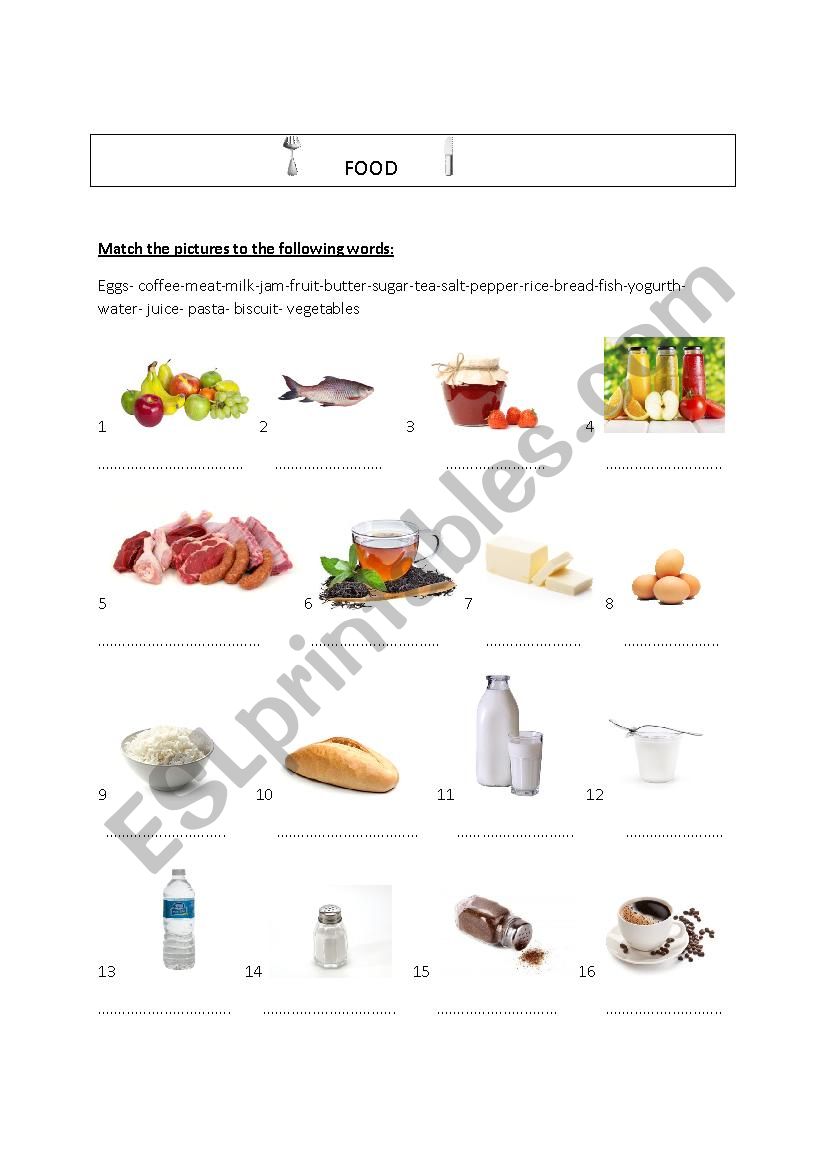 Food worksheet