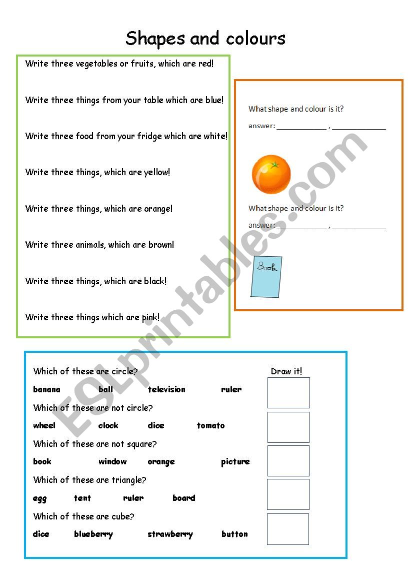 Shapes and colours worksheet