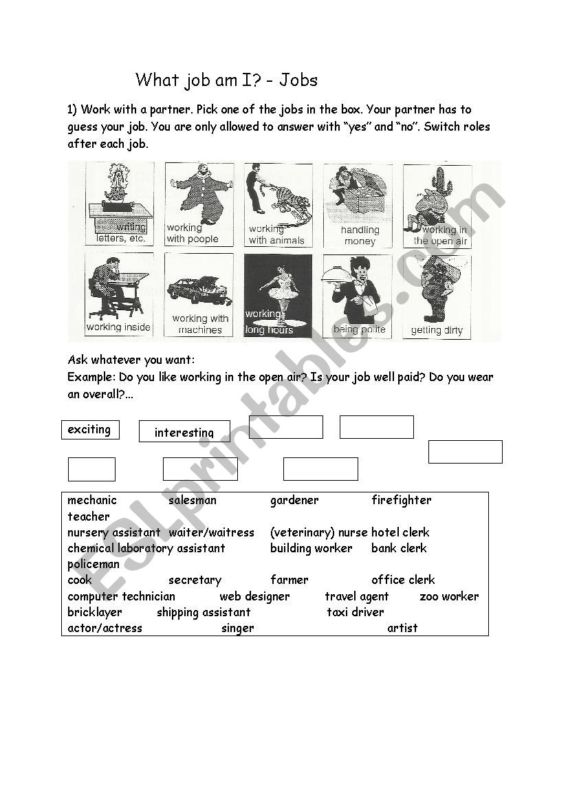 Jobs - The Game worksheet