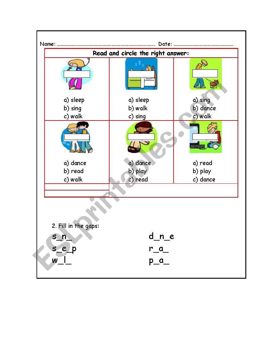 actions worksheet