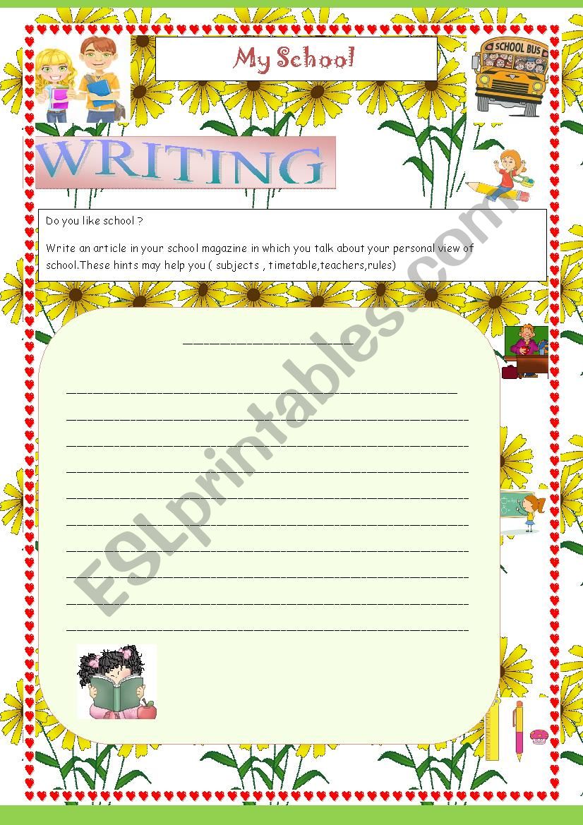 Writing activity worksheet