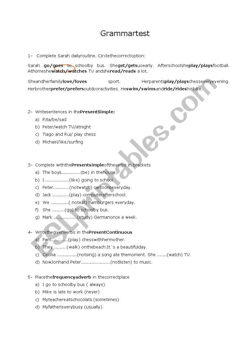 Present simple and p. continuous