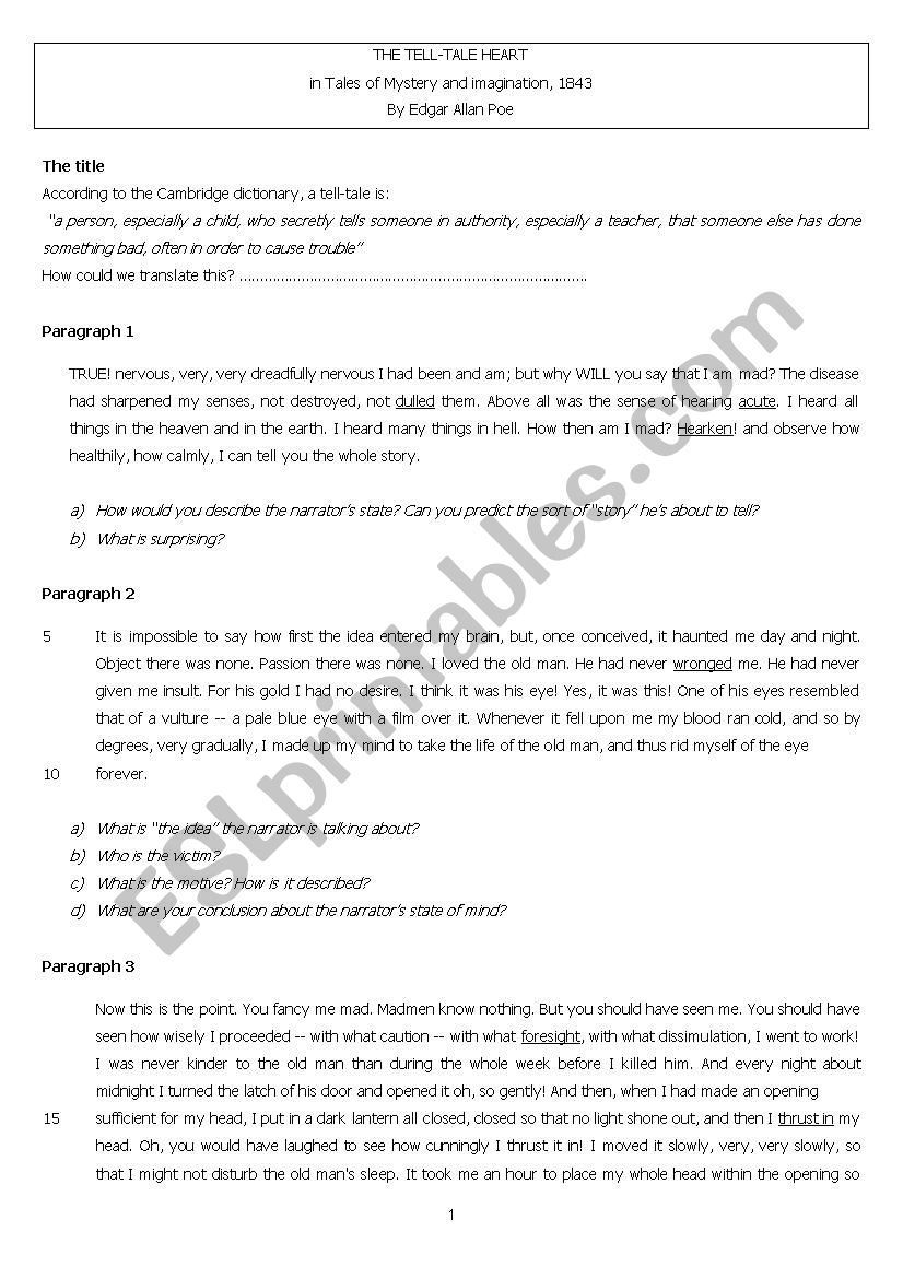 the-tell-tale-heart-esl-worksheet-by-zout