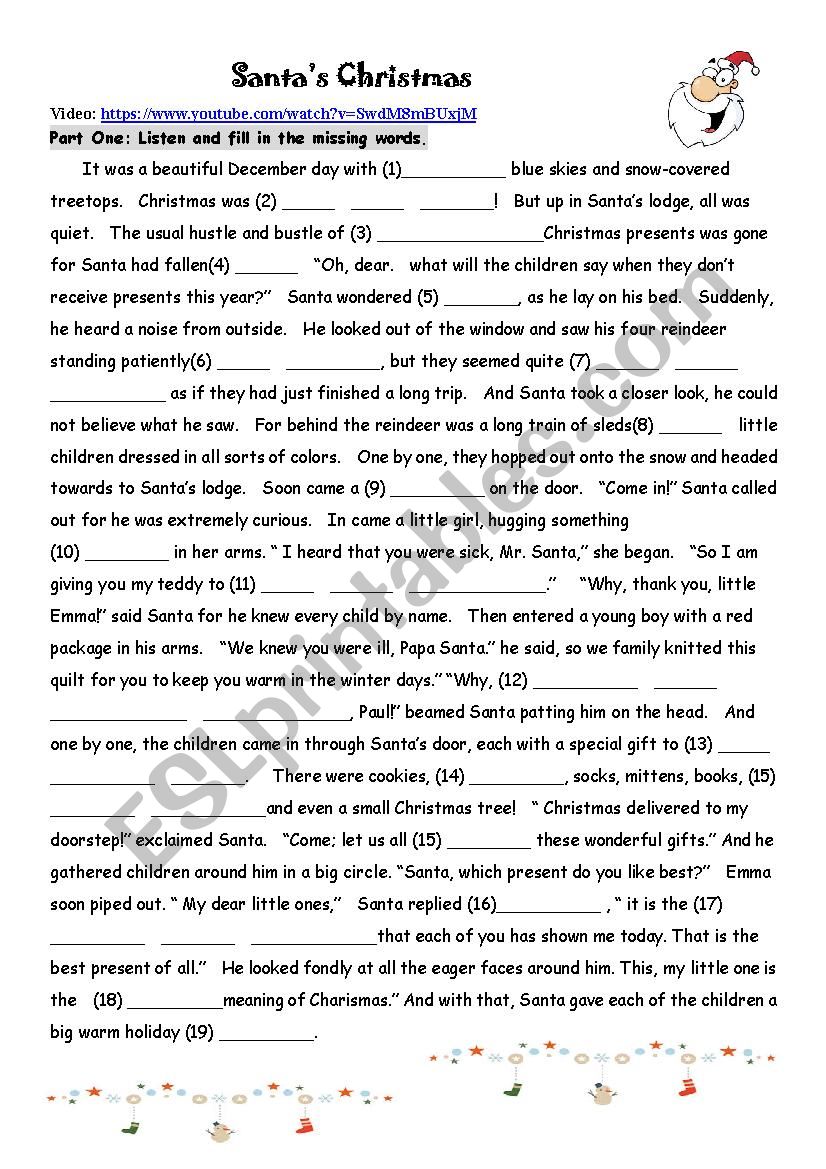 Santas Christmas worksheet