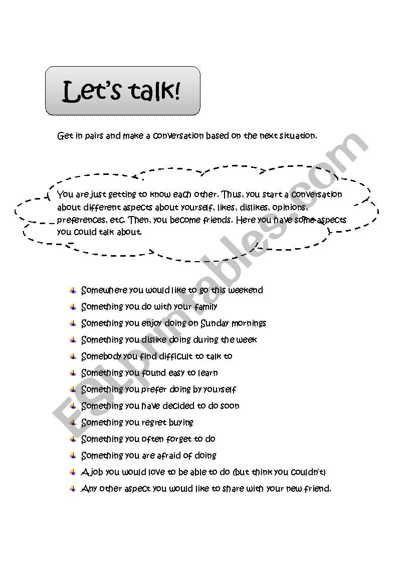 Conversation worksheet