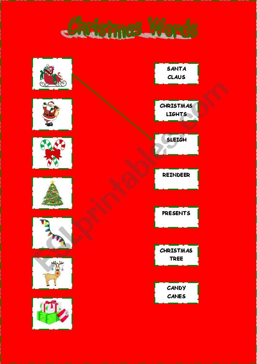 Christmas words worksheet