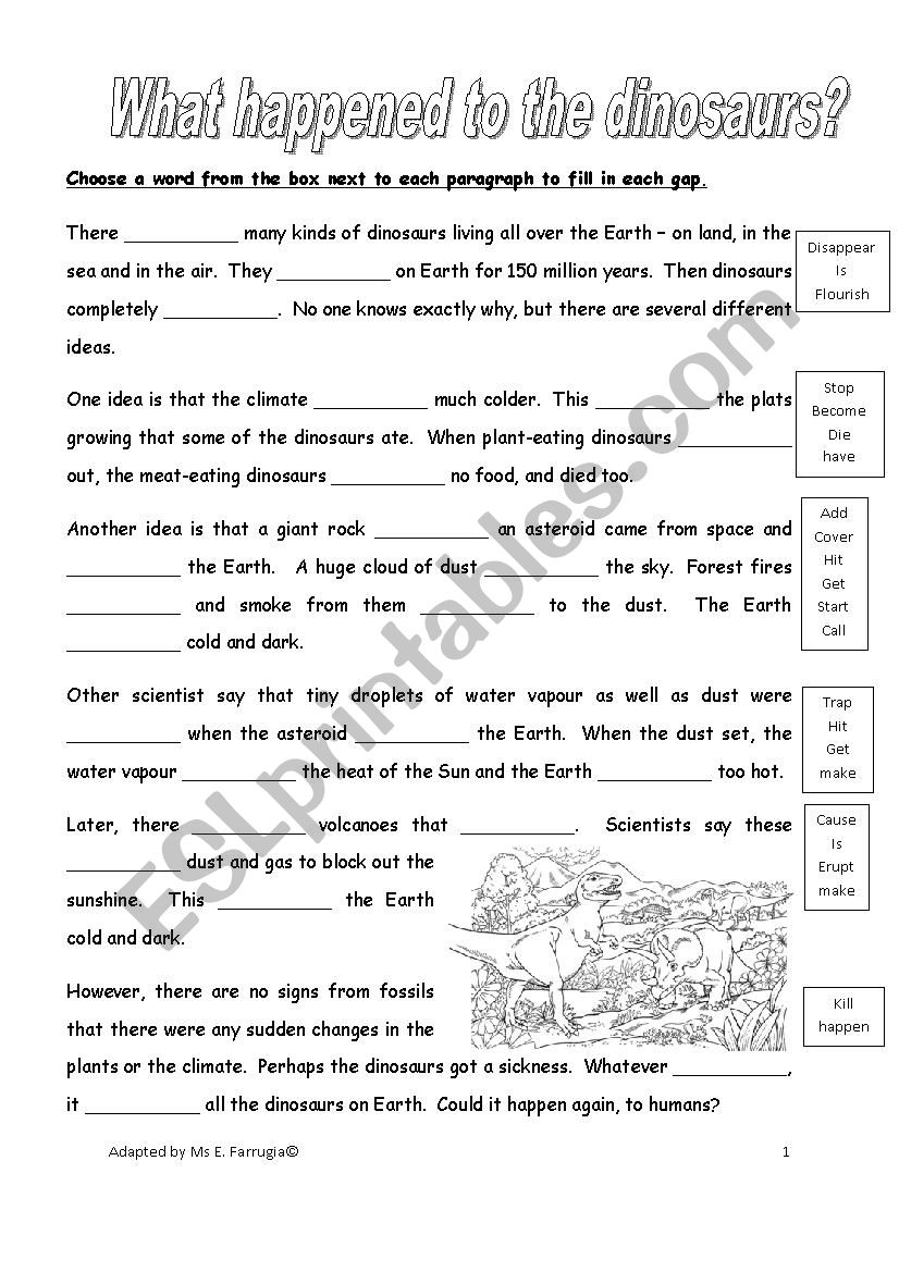 Gap fill Past Tense  worksheet