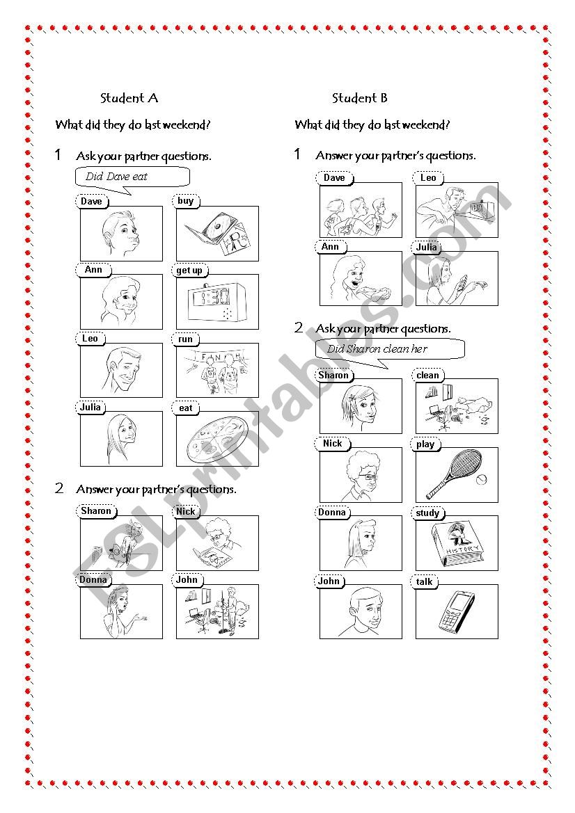 pair work worksheet